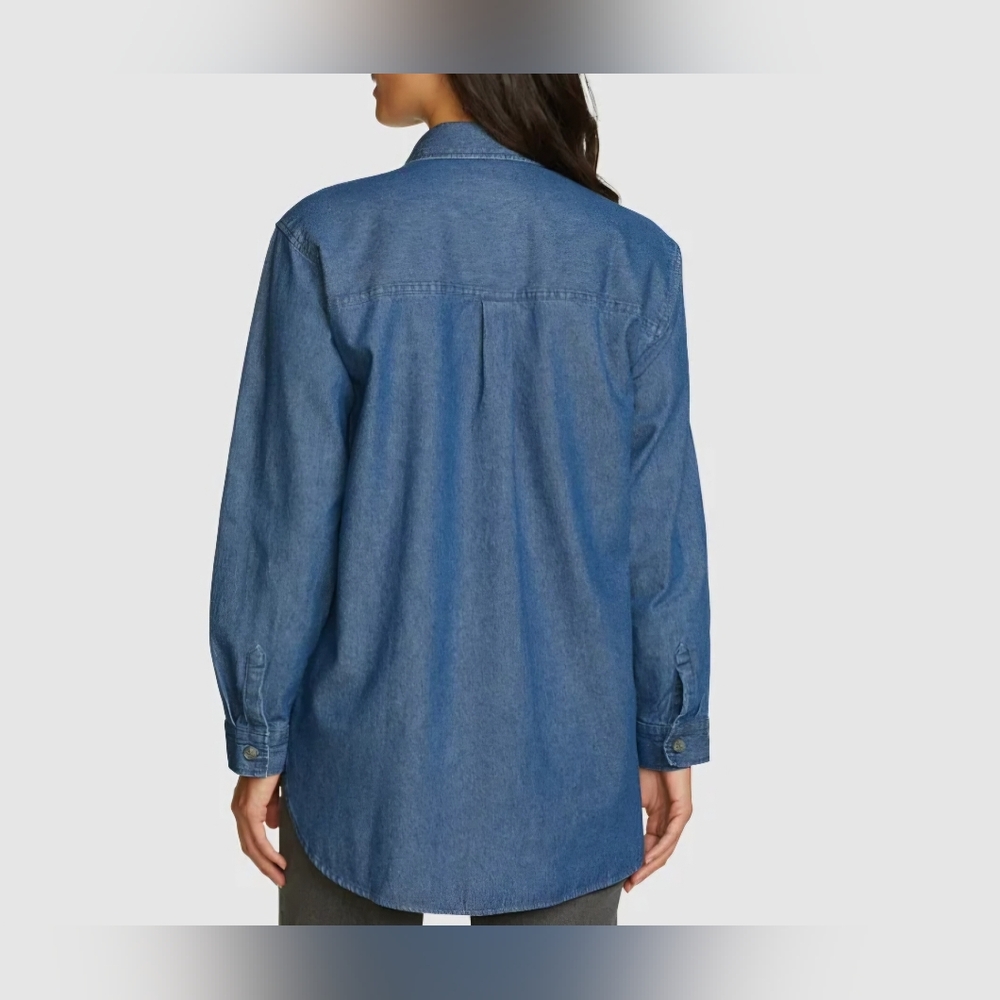 Eddie Bauer Blue Denim Button-up Shirt Women's Size S/P - Picture 3 of 12
